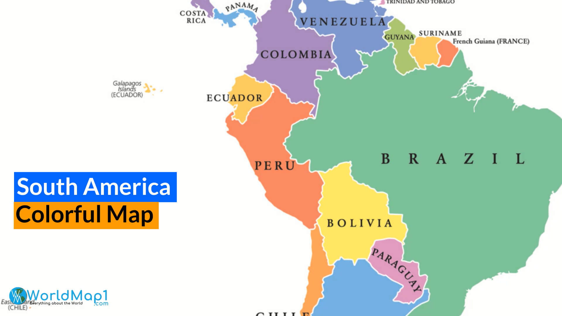 Colorful Map of South America